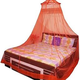 Neruti Enterprise Polyester King Size Double Bed Round Mosquito Net Machardani Orange Insect Protection-28