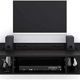 WOODENYA Stylish Wooden Tv Cabinet Wall Shelves, Smart Led Tv Entertainment Unit Set Top Box Stand Mounted Shelf Racks for Home Living Room, Floating Shelves (Black)-picture-21