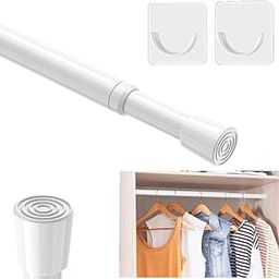 Curtain rod holder without drill Spring Tension Rods Adjustable 70 cm to 120 cm,Extendable Spring Loaded Rods for Windows Cabinet Blinds Closet Bedroom Kitchen Bathroom Door No Drilling, White-image-4
