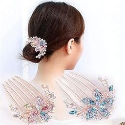 2 Pack Luxury Glitter Sparkly Jeweled Gems Rhinestones Decorative Gold Metal Hair Side Combs Hair Accessories for Women and Girls-image-89