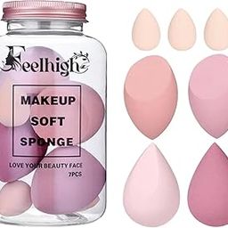 Feelhigh Beauty Blender Set 7-Piece Makeup Sponge Set: Buildable Coverage for Liquid & Cream Foundation - Achieve a Natural, Airbrushed Finish - Foundation blending sponge-44