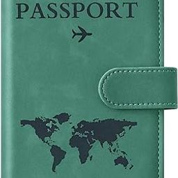 Passport Holder Wallet – RFID Blocking PU Leather Passport Cover for Men & Women, Travel Document Organizer, Passport Case for Couples & Travelers (Green)-54