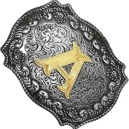 Western Cowboy Golden Initial Letter A-Z Metal Belt Buckle Men's Accessory A| Mens Accessories | Belt Buckles|1 Piece Of Belt Buckle-image-12