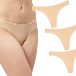 Women Cotton Comfortable Fabric Daily Use Regular Wear Mid Rise Thong Panty G-String Panties Pack of 3 - Beige-52