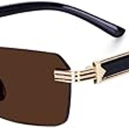 Rectangular Rimless Sunglasses for Men and Women-5