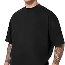 Men's Polyester Oversized Fit Solid Round Neck Tshirts-image-29