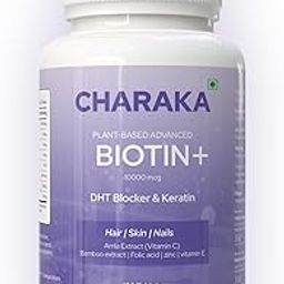 Charaka Biotin 10,000 mcg Tablets for Hair Growth | With DHT Blocker, Keratin, Zinc, Amla, Bamboo Extract, Vitamin C & E | 120 Vegetarian Tablets | For Men & Women | Plant-Based-image-87