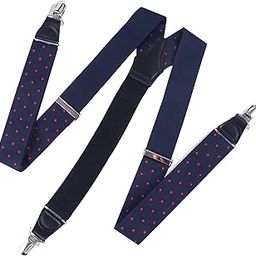 Willian Store Self Design Adjustable Y-Back Suspender Silver Clips for Men - Blue,Red-picture-1