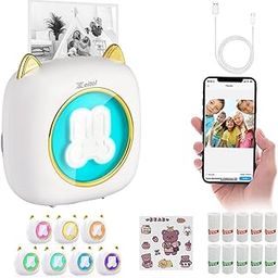 ZEITEL® Mini Bluetooth Thermal Printer, Creative LED Label Printer Inkfree Printer for Android & iOS System, Black on White Mini Printer with 10 Roll of Print Paper Thermal Printer Gift for Kids-9