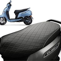 TVS iQube Premium Quilted Seat Cover, Black Leather, Waterproof Scooter Accessory (Black..)-image-29