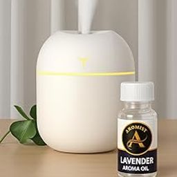 AROMIST Lavender Fragrance Mini Humidifier | Cool Mist Diffuser with Compact Design | Suitable for Bedrooms, Living Spaces, or Work Desks (White)-13