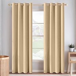 Cortina 80-90% Blackout Door Curtains 7 Feet Set of 2 - Thermal Insulated | Curtain for Living Room | Drapes for Bedroom | (7 Feet, Beige)-17