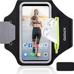 Guzack Running Armband, Sports, Running, Smartphone, Armband (Face Authentication, Touch Operation, Stores Smartphones, Airpods, Cards, Keys, Coins, Etc., Earphone Hole, Thin, Waterproof, Sweatproof, Anti-Slip Design, Night Reflective, Belt Adjustment (7.9 - 15.9 inches (20 - 40.5 cm), Compatible with Iphone, Xperia, Aquos, Arrows Galaxy, Pixel, HUAWEI/XIAOMI, VIVO, OPPO, etc., Black) Large (6. 8"))-image-60