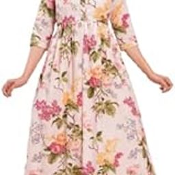 Women Maternity Feeding Kurti | Gown | Dresses | Breastfeeding Kurti | Pure Cotton | Printed Nursing Wear | Ethenic wear | Frock for Women, Maxi Dress with Zip, Ankle Length, with 3/4 Sleeves-image-47