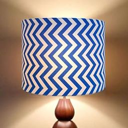 Woodooz Home Decor ® Lamp shade only | Drum lampshade cover with printed fabric | Printed chevron design as table and floor lampshades (Blue chevron, 10 in dia)-picture-10