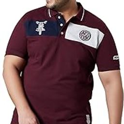 Plus Size Men's Regular Fit Colorblock Polo Tshirt-7