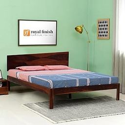 Royal Finish Upexico Queen Size Without Storage Bed in Solid Sheesham Wood with Natural Honey Color with Matte Finished Without Sofa Set in King Size (Queen)-image-2