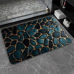 Wazdorf 3D Bathroom Mat - Non Slip Water Absorbent Texture Square Bathroom Shower Mat Thin Shower Rugs, Perfect for Home Office & Kitchen, Bathroom Decor(60 * 40) (Green Stone)-image-17