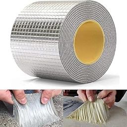 Taulix Leakage Repair Waterproof Tape, Super Strong Adhesive Aluminium Foil Tape Butyl Rubber Adhesive Ideal for Pipe, Roof, and Surface Crack Sealing (10cm*5m)-image-97