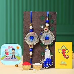 CraftVatika Magnet with Rakhi Gift for Brother Bhabhi, Rakhi Gift Combo for Bhaiya Bhabhi Couple Rakhi for Bhai Bhabhi Rakhi with Magnet, Fridge Magnet for Fridge Door Decor-16