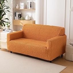 House of Quirk Stretch 280 GSM Turkish Bubble Sofa Slipcover, Durable Washable Universal Double Seater High Elastic Furniture Protector (Rust, 145-185cm)-image-28