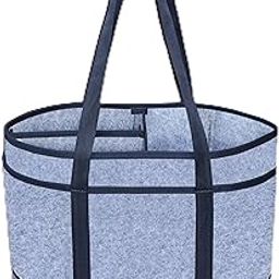 GREEN DECOR Non Woven Fabric Cute Oval Shape Diaper Caddy Bag with Handles for Smart Mothers Baby Diaper Caddy Wipes Felt Storage Organizers,Foldable and Portable (Grey&Navy- 15X10X9 Inch)-image-89