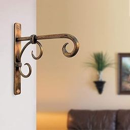 Wooden Decor Hub Wrought Iron Decorative Wall Brackets Hooks for Hanging Plants,Flower Baskets,Bird Feeders,Wind Chimes, Indoor/Outdoor Rustic Home Decor (Golden Antique Color).-image-83