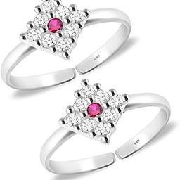 (Formerly MJ Graceful White Multi CZ Adorned Silver Toe Rings in Pure 92.5 Sterling Silver for Women-image-81