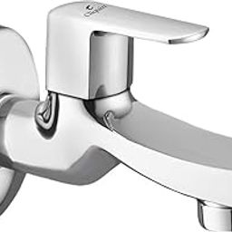 Cliquin Speed Bib Cock Tap | Wall Mounted Brass Faucet with Chrome Finish | Bathroom & Kitchen Use (Cubix)-image-95