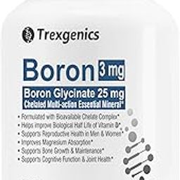 Trexgenics Boron 3 mg from Boron Glycinate 25 mg Multi-action Mineral, Bone, Cognitive Function, Reproductive & Joint Health (120 Veg Capsules)-image-2