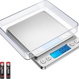 Ankilo 500g/0.01g Digital Kitchen Scale, Mini Pocket Jewelry Scale, Cooking Food Scale, Back-Lit LCD Display, 2 Trays, 6 Units, Tare, Auto Off, PCS, Stainless Steel, Silver-image-27
