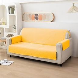 HOKIPO Quilted Polyester Sofa Cover Mat, Seat Length 165 cm, Yellow (IN-708-YLW)-image-1