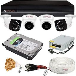 CP Plus 5MP, H.265+,2TB Storage, 4Camera Combo Kit with (4Ch DVR, 2 Dome 2 Bullet Cameras, 2TB HDD, Power Supply, 90Mtr Cable, Audio Mic and Connectors) 5 MegaPixel CCTV Security Camera Set-20