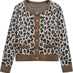 fizzoqi Women’s Printed Sweater | Round Neck Long Sleeves Button Design with Pockets-picture-9