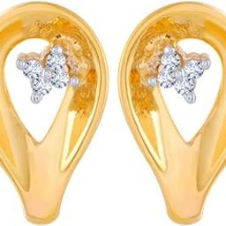 14k (585) Yellow Gold and American Diamond Stud Earrings for Women-image-50