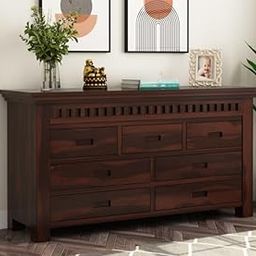 Solid Sheesham Wood Wooden Chest of Drawers with 7 Drawer Storage | Multipurpose Storage Cabinet Rack for Bedroom Home Living Room (Walnut Finish)-19