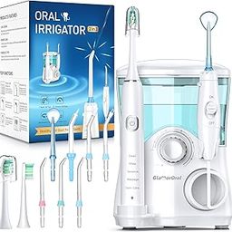 Water Shower and Toothbrush Combo in One, 600 ml Oral Irrigator and Electric Toothbrush with 7 Jet Tips, 2 Brush Heads, Whitening Toothbrushes, Dental Floss for Braces, White-image-73