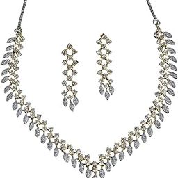 Timeless Diamond Splendor Necklace Set Elegant Necklace Set with Earrings, Gold and Silver Tone, Cubic Zirconia Stones-image-11