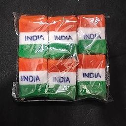 Generic Indian Flag Tricolour Wristbands for Independence Day and Republic Day Celebrations, (Pack of 6 Hand & 6 Ribbon Band)-93
