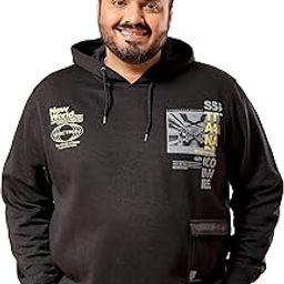 by The Indian Garage Co Men Plus Size Regular Fit Graphic Print Sweatshirt-image-55