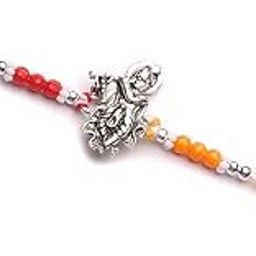 Silver rakhi for brother Set of 1 - Krishna Rakhis for Brother Bhai Bhaiya - Dessigner Rakhi Set of 1 for Men Boys Kids Rakshabandhan Designer Thread Bracelet Rakhi-image-20