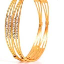 1 One Gram Gold Plated Traditional American Diamond Bangles for Women and Girls-picture-24