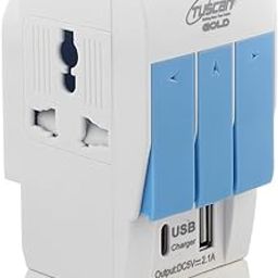 Hi-PLasst 3 Pin Multi Plug | Universal Conversion Multiplug with Type A and Type C USB Charger | Universal Travel Adapter with Individual Switch & LED Indicator | 3 Way Plug Extension with Fuse-20