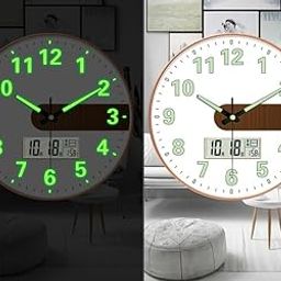 Evolluxi - Radium Wall Clock with Glow-in-The-Dark Silent Quartz Movement 12-inch Retro Design Ideal for Home, Office, Bedroom and Living Room Décor (Radium C Wood Digital)-picture-24
