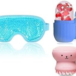 Cooling Gel Relaxing Eye Sleep Mask for Dark Circles, Dry Eyes, Cooling Eyes, Pain Relief, Redness, Eye Patches, Sleeping Cool Pad Suitable for All Family Members Sleeping Mask Navy Blue (NEW EYE MASK + I + O)-25