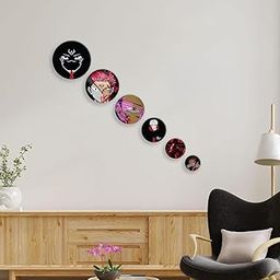 CVANU Set of 6 MDF Round Shaped Sukuna Printed on Wall Art Hanging Self-Adhesive Double Sided Tape for Wall Decoration_C113-image-26