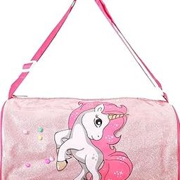 Empire Estore Stylish Glitter Dinosaur Polyester Duffel Bag Sports Duffel Bag for Girls Kids Duffle Bag for Travel, Girls Gym Duffel Bags Little Kid Weekender Overnight Sports Bag Pack of 1 (Unicorn)-image-96