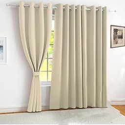 amazon basics - Room Darkening Blackout Window Curtains, 100% Room Darkening | 5 Feet |Set of 2| Plain Design | for Living Room and Bedroom | 115cmx150cm, Color- Cream-image-16