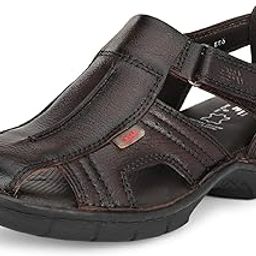 Men's Black Leather Casual Comfort Sandals-image-1