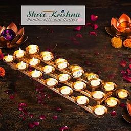 Shree Krishna Handicrafts and Gallery Metal Tealight Candle Holder for Table and Home Decoration (Size -25 Inch, Golden)-image-8